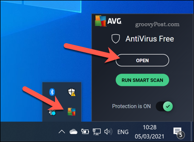 Öffnen der AVG-Oberfläche unter Windows