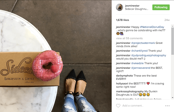 Jasmine Star entdeckte die Liebe ihrer Fans, als sie Donuts auf Instagram veröffentlichte.