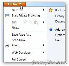 Optionen zum Öffnen von Firefox Arrow