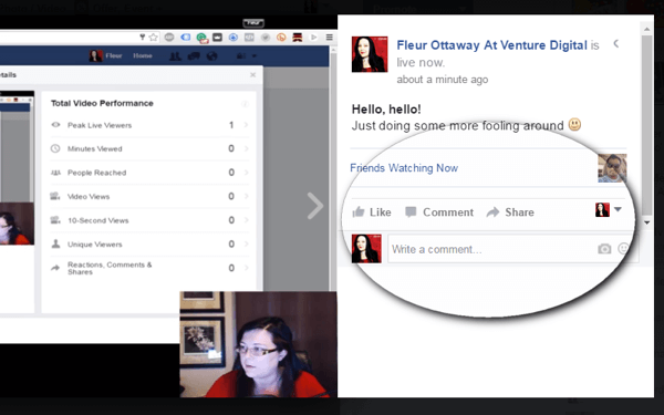 Facebook Live View Kommentare auf dem Desktop
