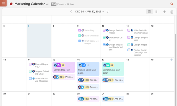 Beispiel eines CoSchedule-Kalenders.