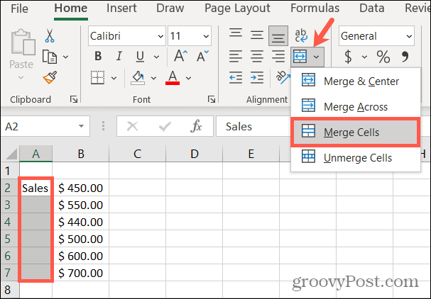 Zellen in Excel zusammenführen, um Text zu drehen