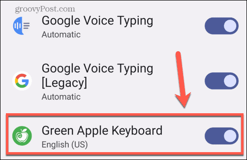 android grün apfel tastatur einschalten