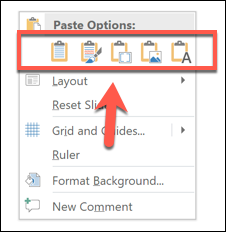 Einfügeoptionen in PowerPoint