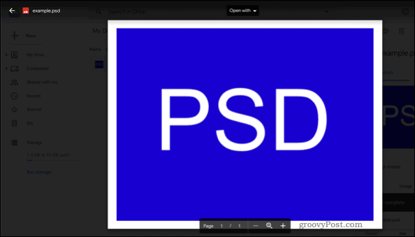 Öffnen einer PSD-Datei in Google Drive