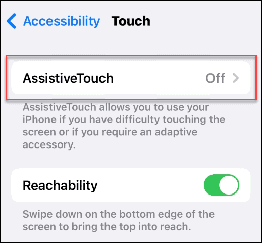 Assistive Touch-Option iPhone-Einstellungen