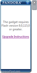 Flash-Fehler Pandora Gadget Windows 7
