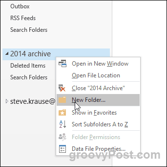 Outlook 2016 - Neuen Ordner in PST-Datei erstellen
