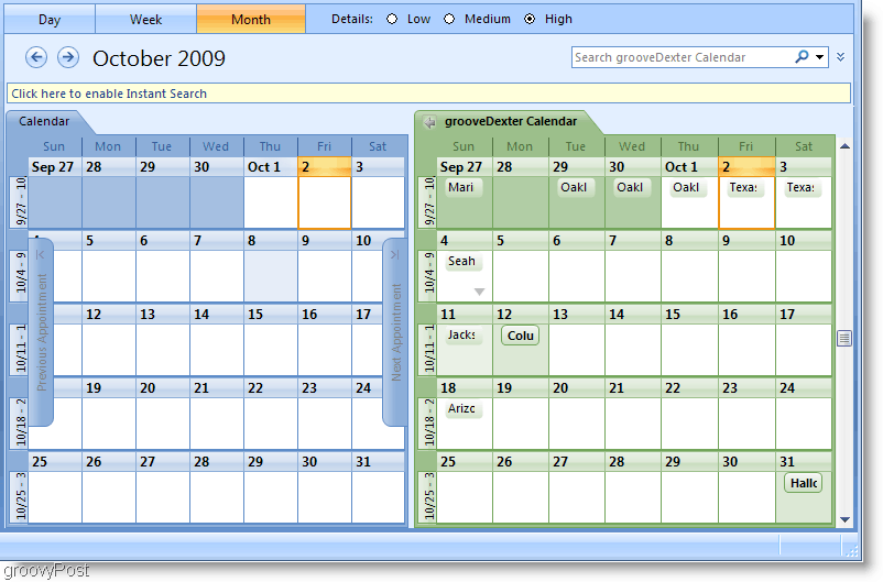 Outlook 2007 Side-by-Side-Kalender-Screenshot