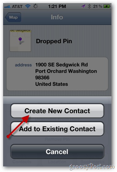 iPhone Maps erstellen neuen Kontakt