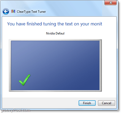 Abschluss der Cleartype-Tuner-Kalibrierung in Windows 7 