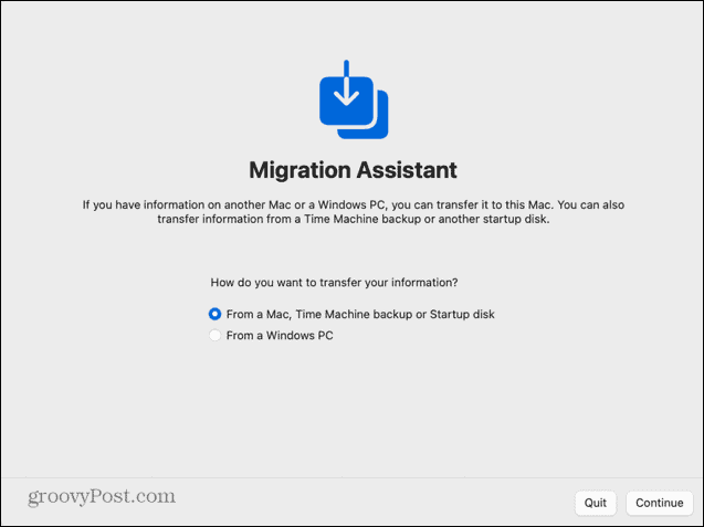 Migrationsassistent neuer mac