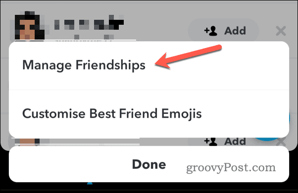 Verwalten Sie Freundschaften auf Snapchat