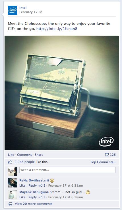 Intel Post auf Facebook
