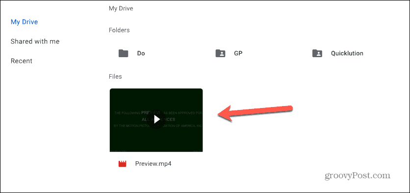 Google Slides: Wählen Sie ein Video auf Google Drive aus