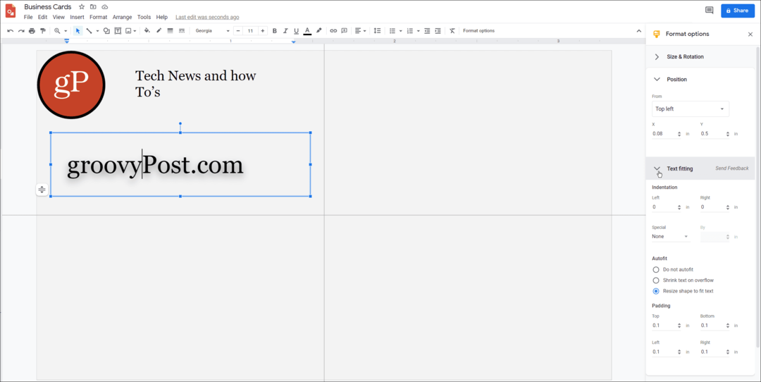 So erstellen Sie Visitenkarten in Google Docs