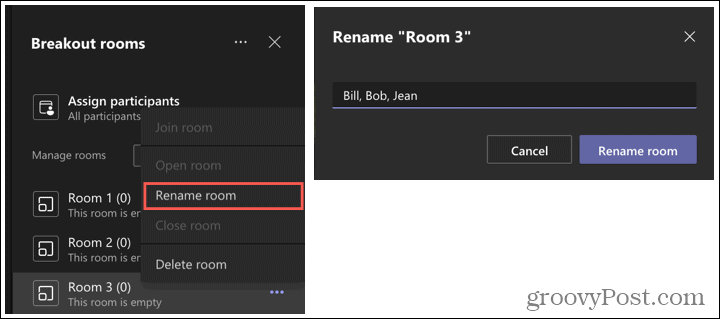 Benennen Sie einen Breakout-Raum um