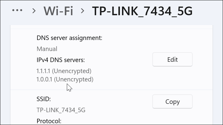 DNS-Einstellungen bestätigt