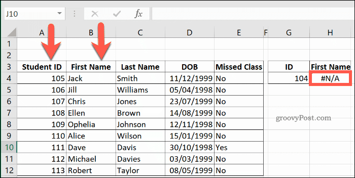 VLOOKUP gibt einen NA-Fehler in Excel zurück