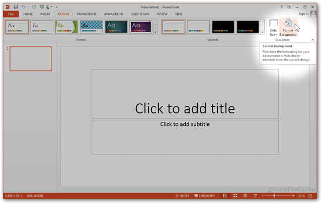 Office 2013-Vorlage erstellen Benutzerdefiniertes Design erstellen POTX-Folien anpassen Folien-Lernprogramm So gestalten Sie die Format-Hintergrundoption