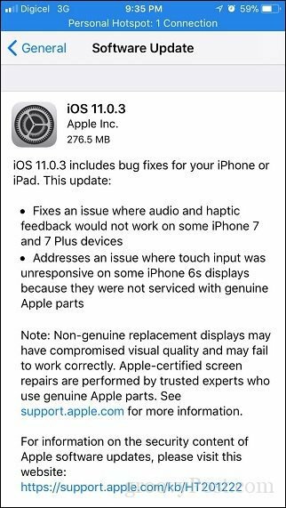 Apple iOS 11.0.3 - Apple veröffentlicht ein weiteres kleines Update für iPhone und iPad