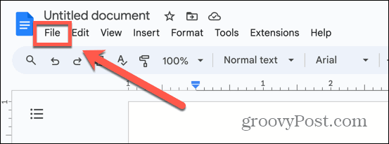 Google Docs-Dateimenü