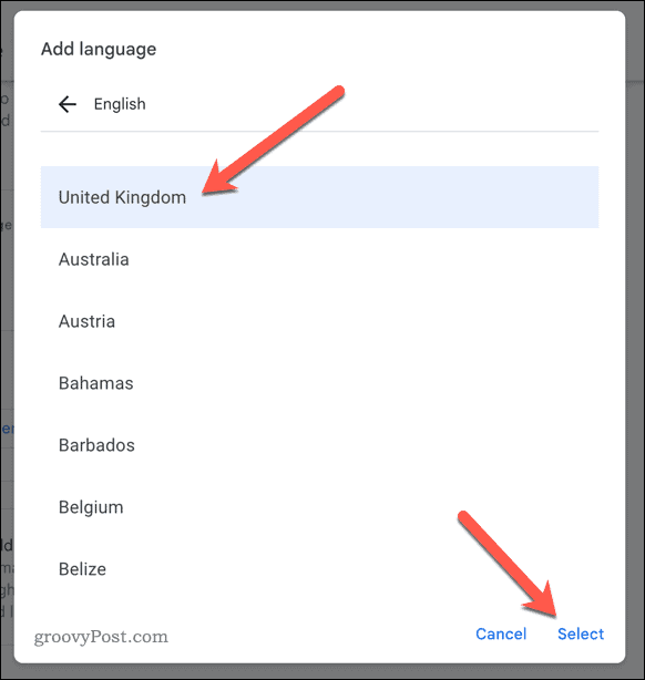 Auswahl der bevorzugten Sprache in Google Drive