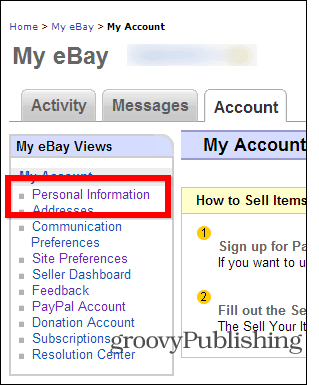 eBay Passwort ändern Kontoeinstellungen Persönliche Daten