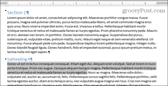 Wählen Sie einen Textblock in Word aus