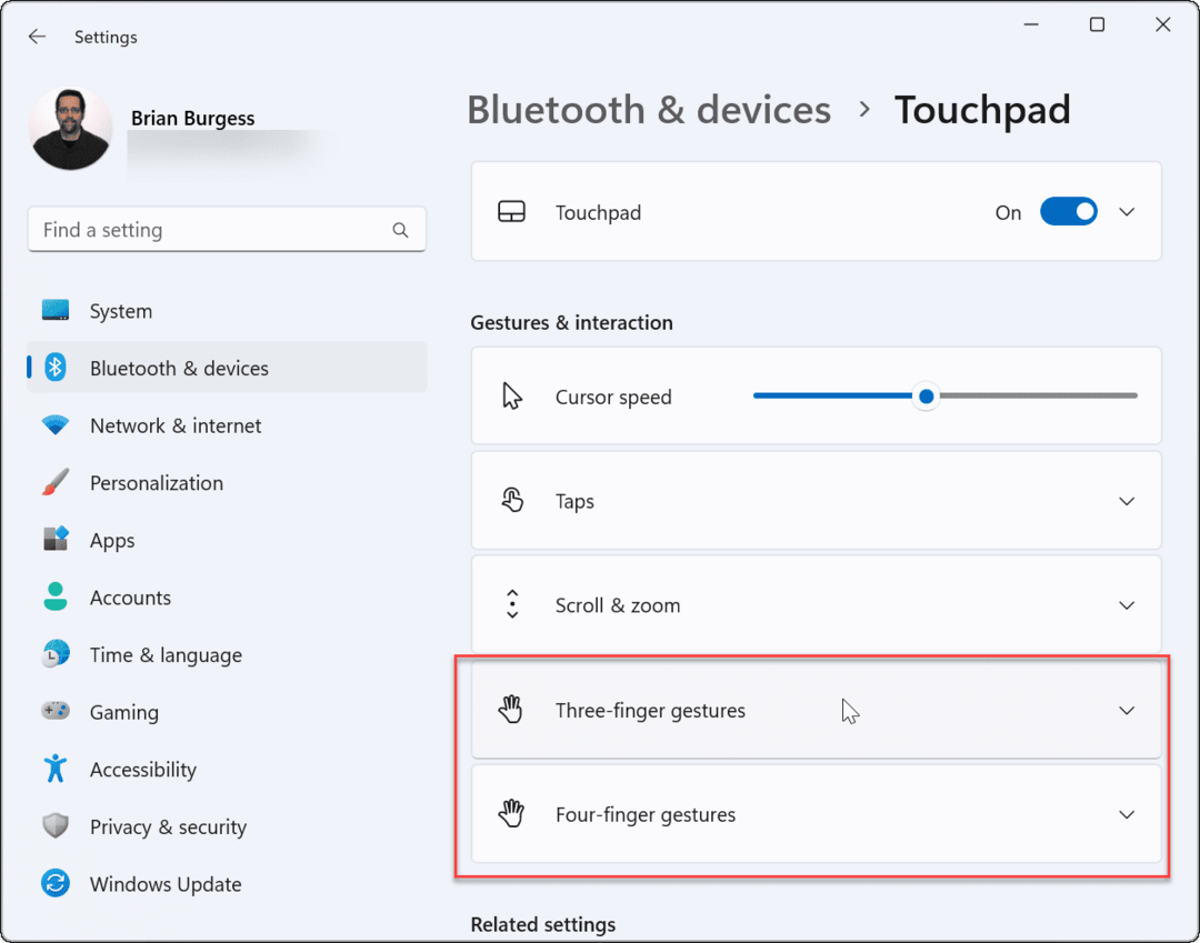Passen Sie Touchpad-Gesten unter Windows 11 an