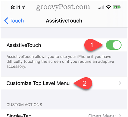 Aktivieren Sie AssistiveTouch in den iPhone-Einstellungen
