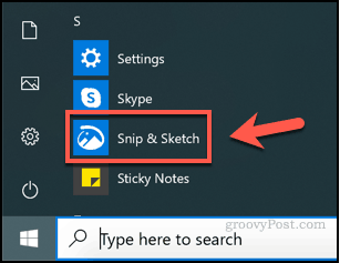 Starten von Snip and Sketch unter Windows