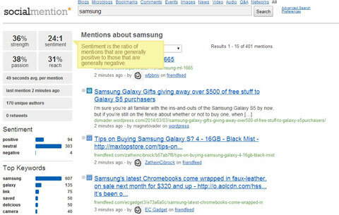 Samsung Social Erwähnung Suche