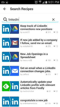 Linkedin Rezepte in ifttt