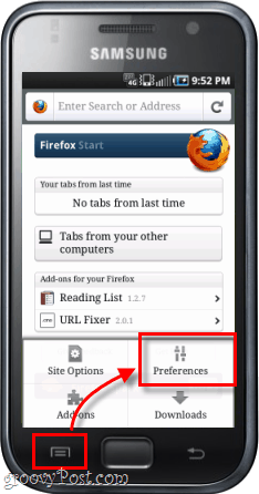 Android Phone Firefox App Einstellungen