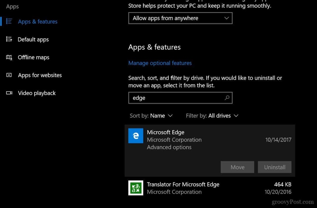 Zurücksetzen oder Reparieren des Microsoft Edge-Webbrowsers unter Windows 10 1709 und höher