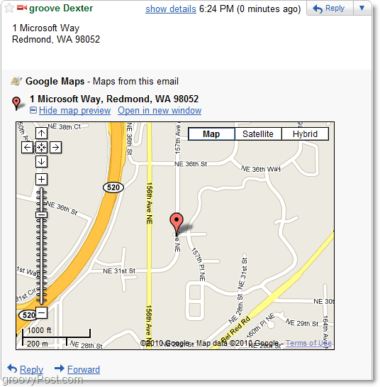Google Maps in Google Mail 
