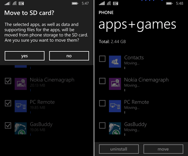 Windows Phone 8.1 Tipp: Verschieben Sie Apps und Spiele auf die SD-Karte