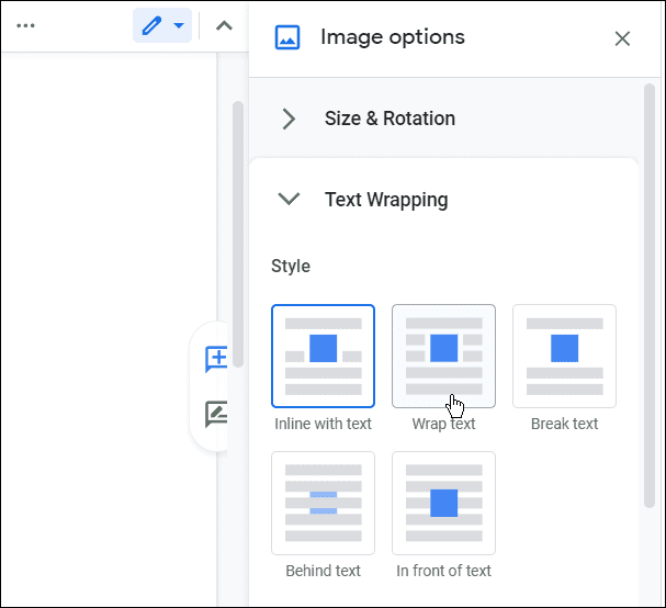  Text umbrechen, wie man Bilder in Google Docs überlagert