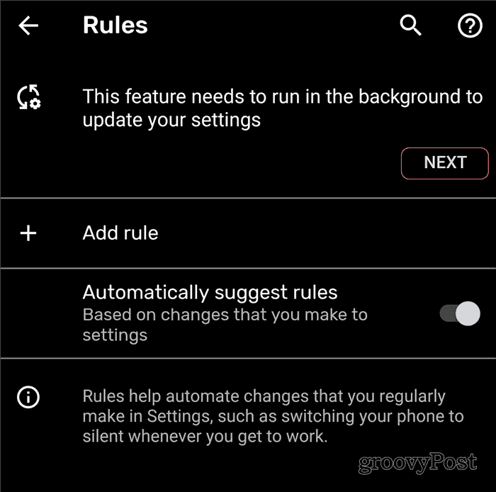 Hintergrund der Android-Regeln