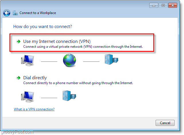 Verwenden Sie meine Internetverbindung VPN in Windows 7