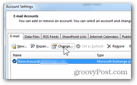 Mailbox Outlook 2013 hinzufügen - Klicken Sie auf Ändern