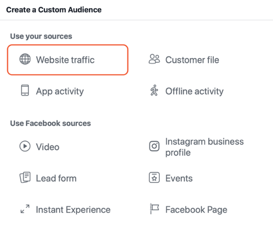 So erstellen Sie Facebook-Reach-Anzeigen, Beispiel für die Einstellung des Website-Traffic-Publikums für Anzeigen