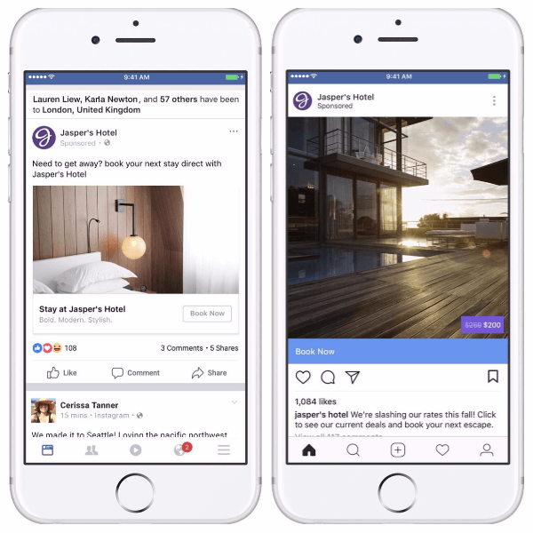 Facebook fügt dynamischen Anzeigen für Reisen sozialen Kontext und Overlays hinzu.