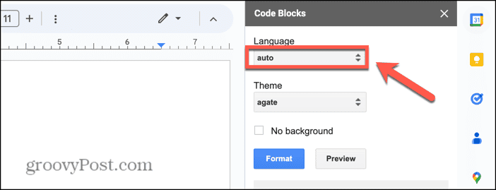 Der Code von Google Docs blockiert die Sprache