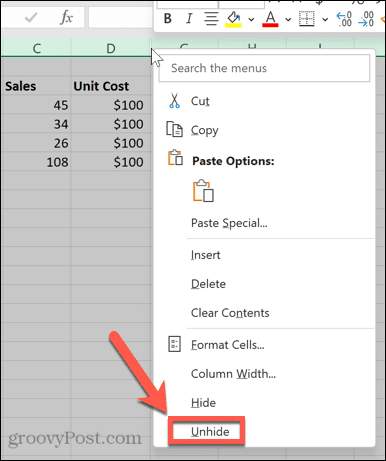 Excel einblenden