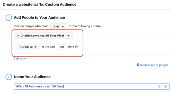 Erstellen Sie das Facebook-ähnliche Publikum, Schritt 2.