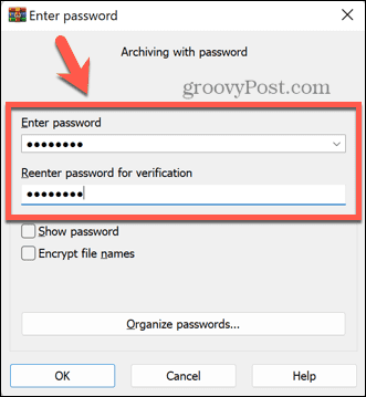 Winrar-Passwort setzen