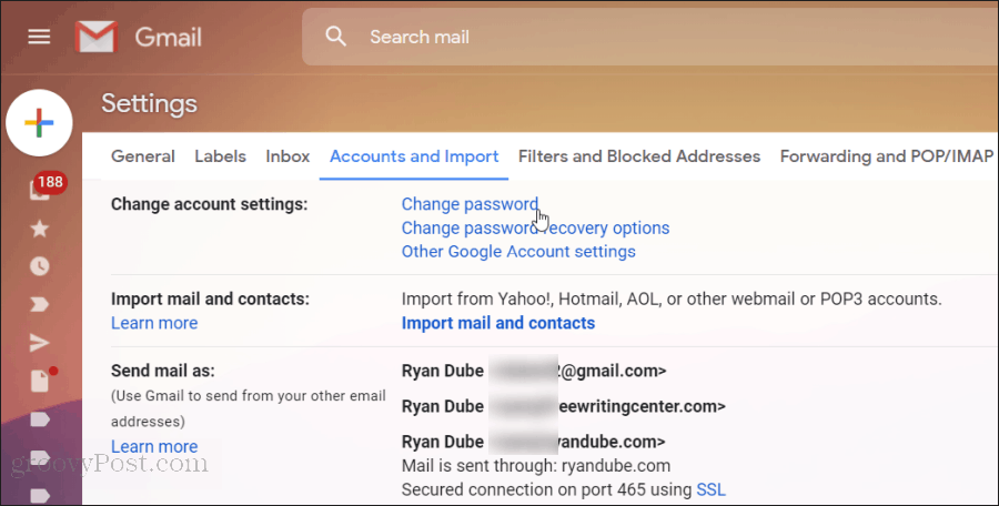 Zurücksetzen des Google Mail-Passworts