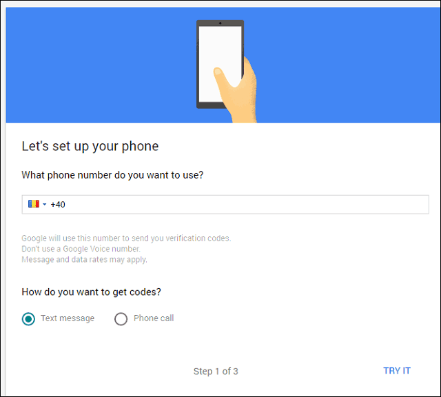 Google 2-Schritt-Bestätigungstext